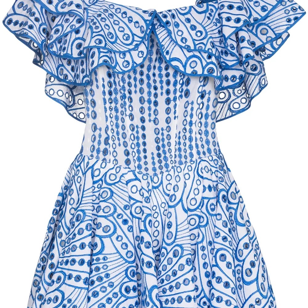 Blue and White Ruffle Dalia Dress